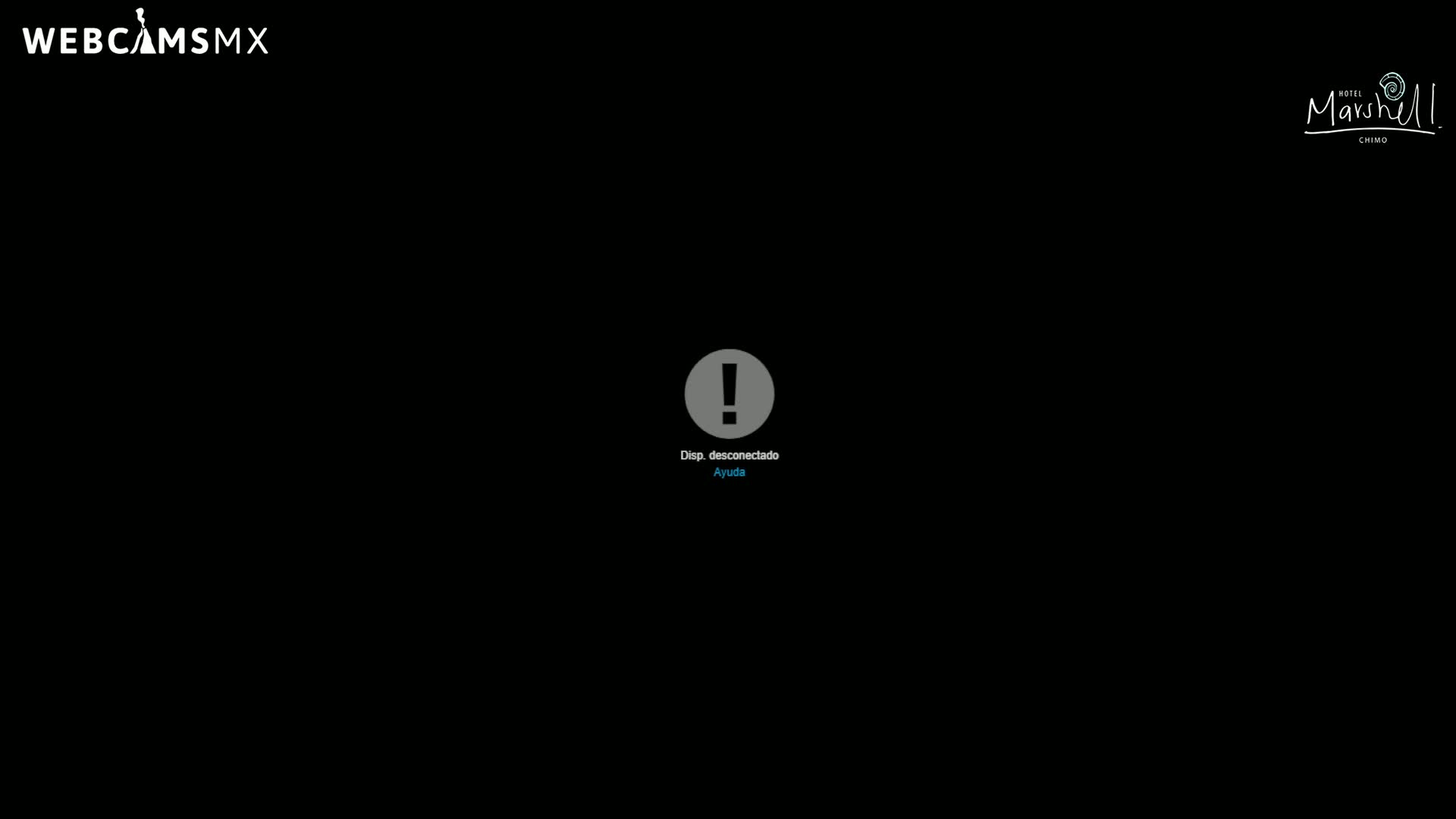A black screen displays a gray circle with an exclamation point, indicating a disconnected device.