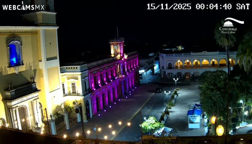 Colima City , Catedral Basilica of Colima & Palacio de Gobierno Palace Live Cam -  Centro, Colima, Colima, Mexico