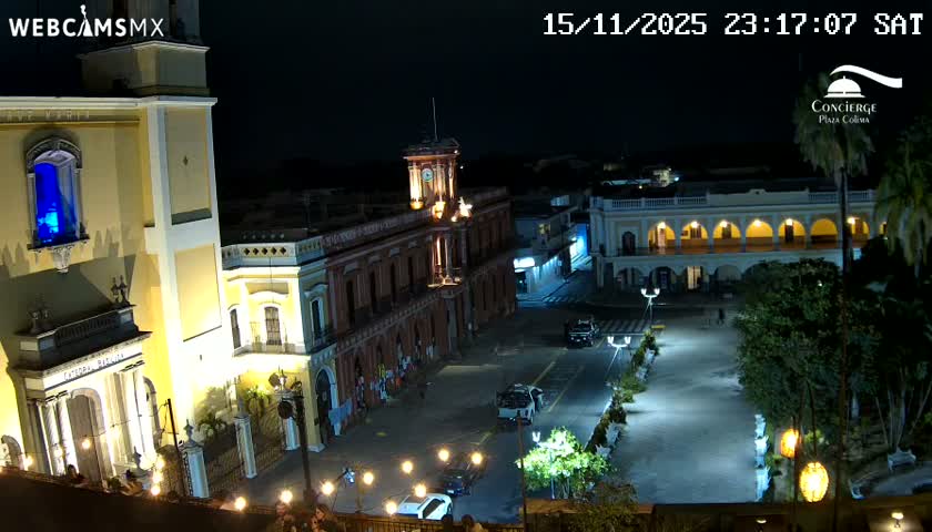 Colima City , Catedral Basilica of Colima & Palacio de Gobierno Palace Live Cam -  Centro, Colima, Colima, Mexico