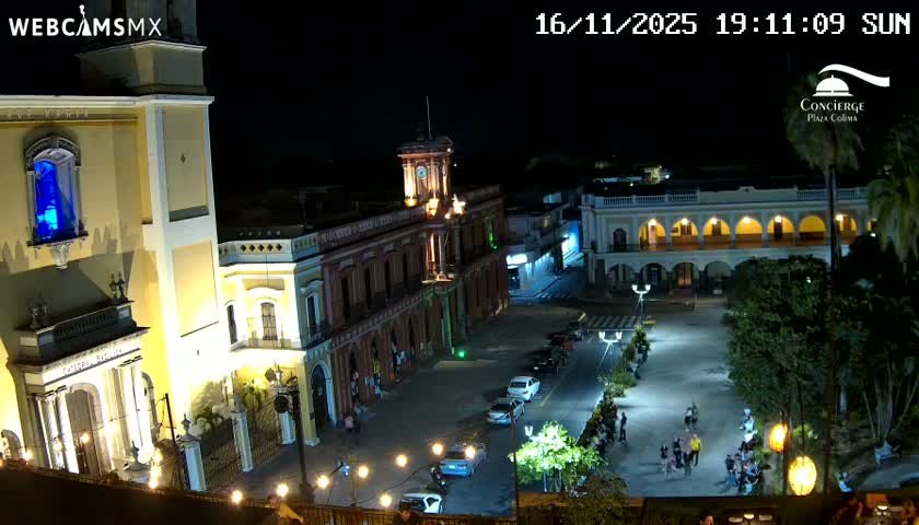 Colima City , Catedral Basilica of Colima & Palacio de Gobierno Palace Live Cam -  Centro, Colima, Colima, Mexico