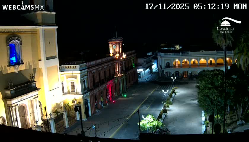 Colima City , Catedral Basilica of Colima & Palacio de Gobierno Palace Live Cam -  Centro, Colima, Colima, Mexico