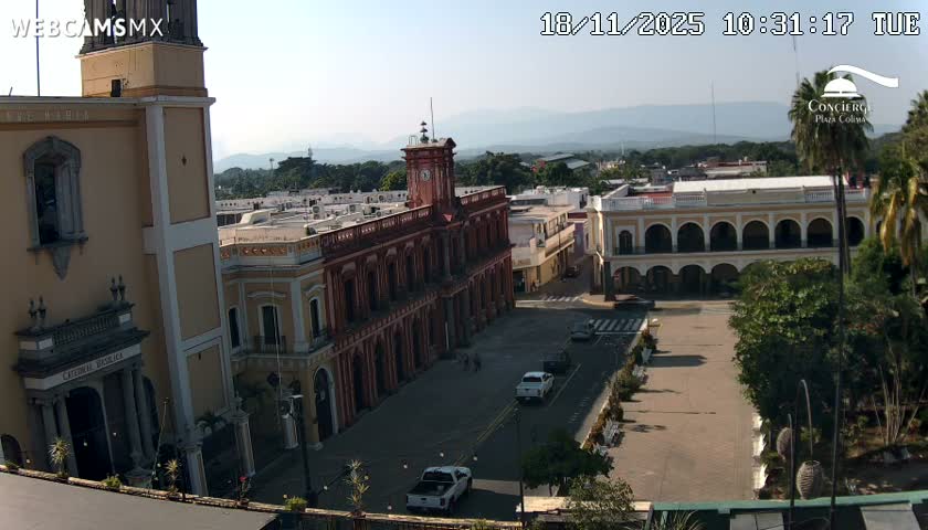 Colima City , Catedral Basilica of Colima & Palacio de Gobierno Palace Live Cam -  Centro, Colima, Colima, Mexico