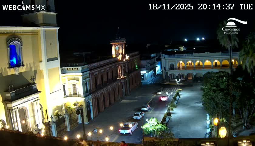 Colima City , Catedral Basilica of Colima & Palacio de Gobierno Palace Live Cam -  Centro, Colima, Colima, Mexico