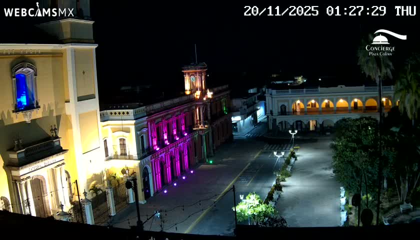 Colima City , Catedral Basilica of Colima & Palacio de Gobierno Palace Live Cam -  Centro, Colima, Colima, Mexico