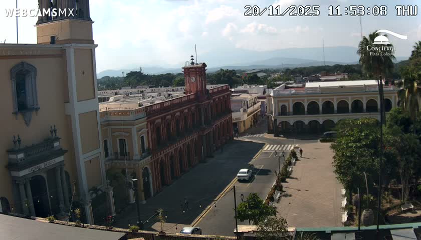Colima City , Catedral Basilica of Colima & Palacio de Gobierno Palace Live Cam -  Centro, Colima, Colima, Mexico