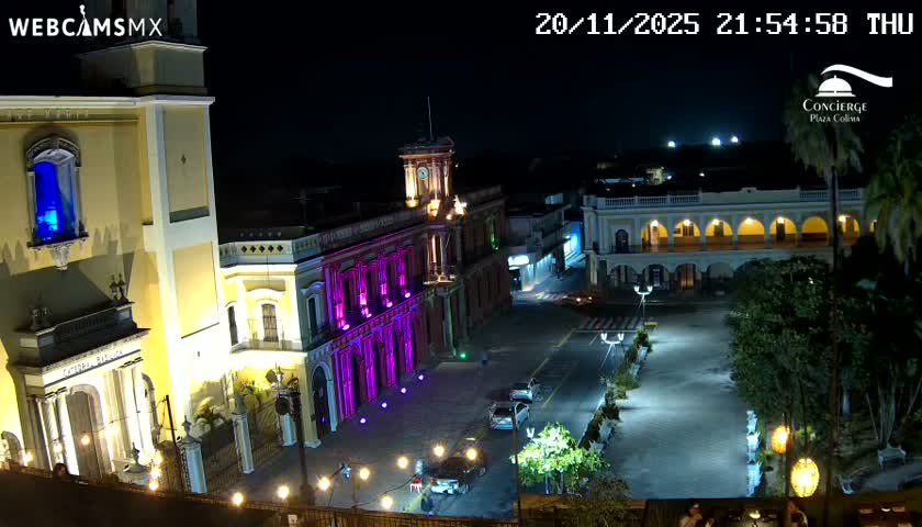 Colima City , Catedral Basilica of Colima & Palacio de Gobierno Palace Live Cam -  Centro, Colima, Colima, Mexico