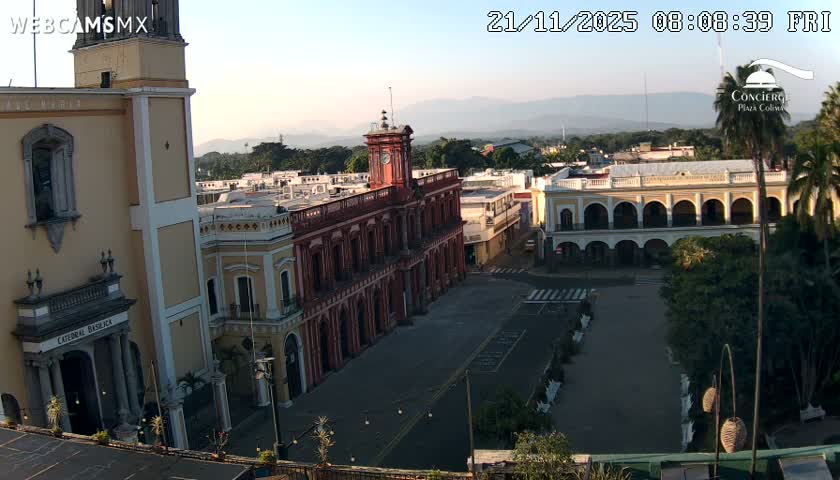 Colima City , Catedral Basilica of Colima & Palacio de Gobierno Palace Live Cam -  Centro, Colima, Colima, Mexico