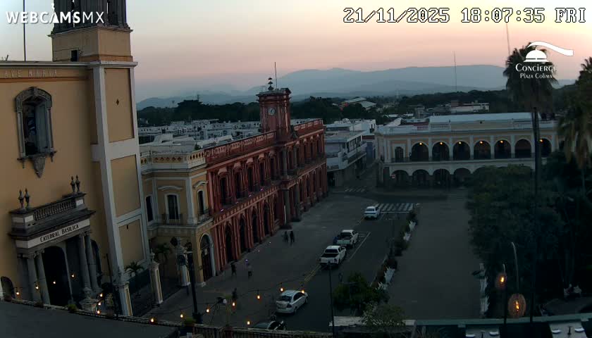 Colima City , Catedral Basilica of Colima & Palacio de Gobierno Palace Live Cam -  Centro, Colima, Colima, Mexico