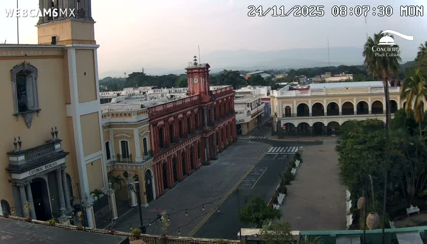 Colima City , Catedral Basilica of Colima & Palacio de Gobierno Palace Live Cam -  Centro, Colima, Colima, Mexico