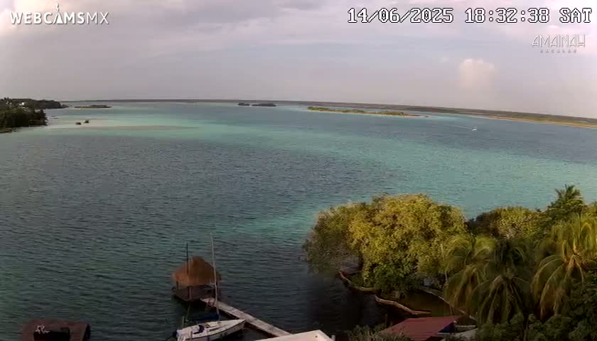 Laguna de Bacalar Lagoon Lake from Amaniah Live Cam - Bacalar,  Quintana Roo, Mexico 