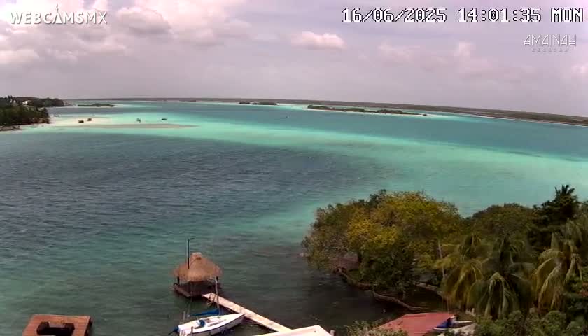 Laguna de Bacalar Lagoon Lake from Amaniah Live Cam - Bacalar,  Quintana Roo, Mexico 