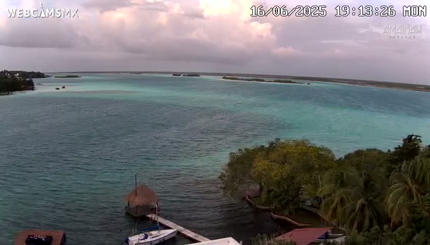 Laguna de Bacalar Lagoon Lake from Amaniah Live Cam - Bacalar,  Quintana Roo, Mexico 