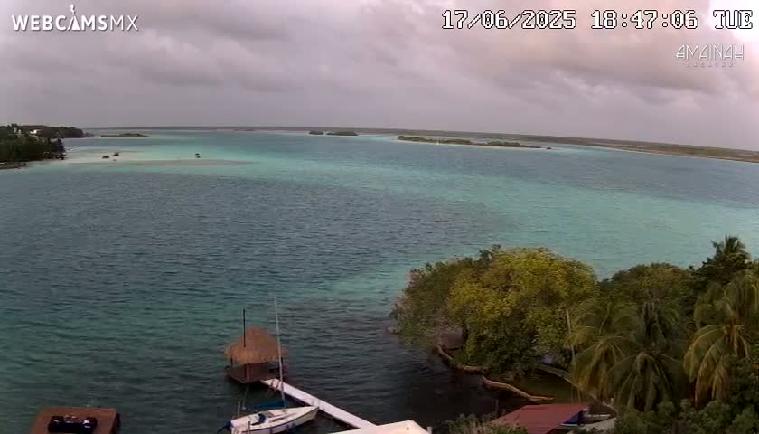 Laguna de Bacalar Lagoon Lake from Amaniah Live Cam - Bacalar,  Quintana Roo, Mexico 