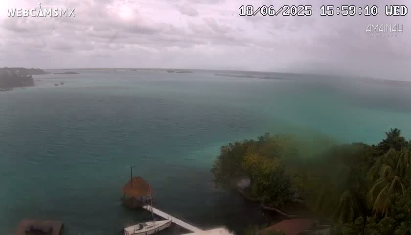 Laguna de Bacalar Lagoon Lake from Amaniah Live Cam - Bacalar,  Quintana Roo, Mexico 