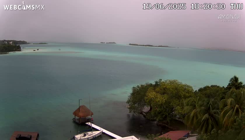 Laguna de Bacalar Lagoon Lake from Amaniah Live Cam - Bacalar,  Quintana Roo, Mexico 