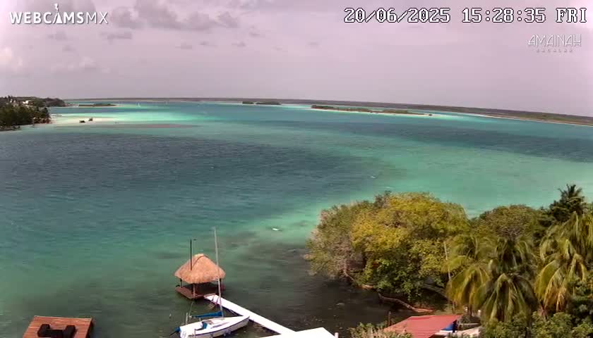 Laguna de Bacalar Lagoon Lake from Amaniah Live Cam - Bacalar,  Quintana Roo, Mexico 