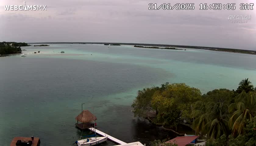 Laguna de Bacalar Lagoon Lake from Amaniah Live Cam - Bacalar,  Quintana Roo, Mexico 