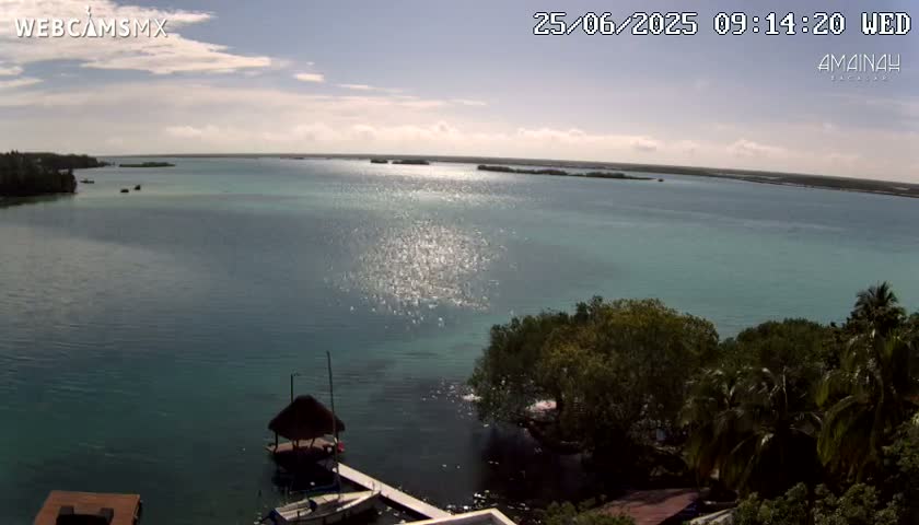 Laguna de Bacalar Lagoon Lake from Amaniah Live Cam - Bacalar,  Quintana Roo, Mexico 