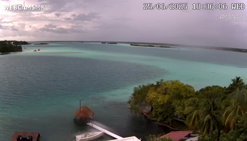 Laguna de Bacalar Lagoon Lake from Amaniah Live Cam - Bacalar,  Quintana Roo, Mexico 