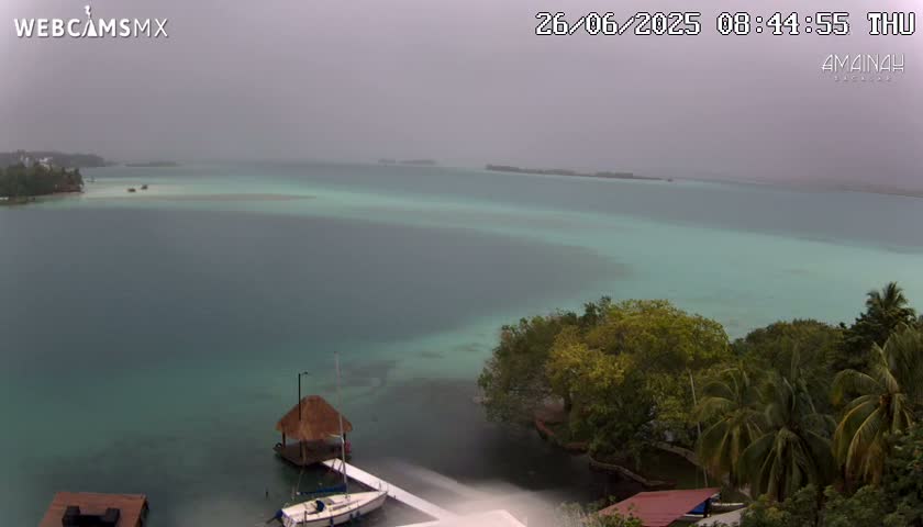 Laguna de Bacalar Lagoon Lake from Amaniah Live Cam - Bacalar,  Quintana Roo, Mexico 
