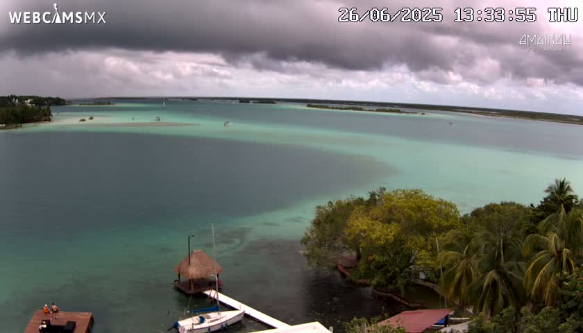 Laguna de Bacalar Lagoon Lake from Amaniah Live Cam - Bacalar,  Quintana Roo, Mexico 