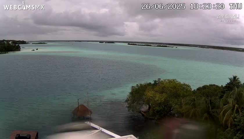 Laguna de Bacalar Lagoon Lake from Amaniah Live Cam - Bacalar,  Quintana Roo, Mexico 