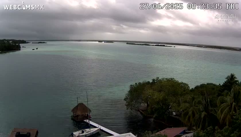 Laguna de Bacalar Lagoon Lake from Amaniah Live Cam - Bacalar,  Quintana Roo, Mexico 