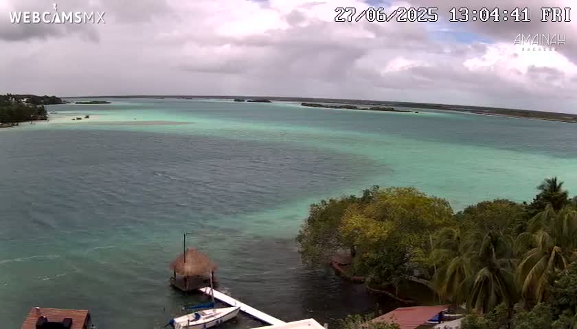 Laguna de Bacalar Lagoon Lake from Amaniah Live Cam - Bacalar,  Quintana Roo, Mexico 