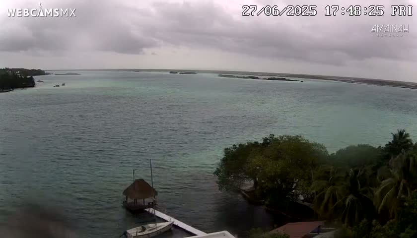 Laguna de Bacalar Lagoon Lake from Amaniah Live Cam - Bacalar,  Quintana Roo, Mexico 