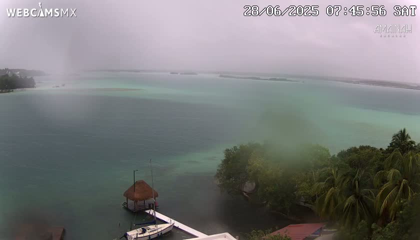 Laguna de Bacalar Lagoon Lake from Amaniah Live Cam - Bacalar,  Quintana Roo, Mexico 