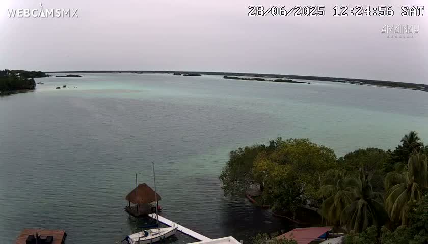 Laguna de Bacalar Lagoon Lake from Amaniah Live Cam - Bacalar,  Quintana Roo, Mexico 