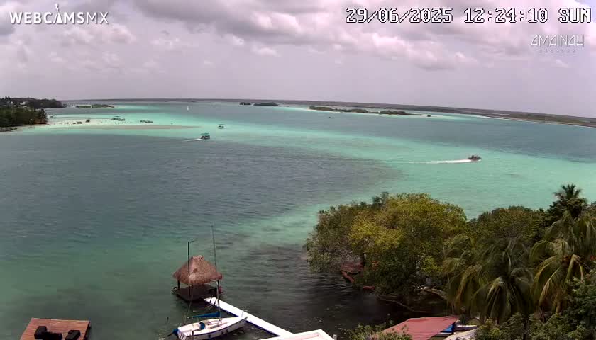 Laguna de Bacalar Lagoon Lake from Amaniah Live Cam - Bacalar,  Quintana Roo, Mexico 