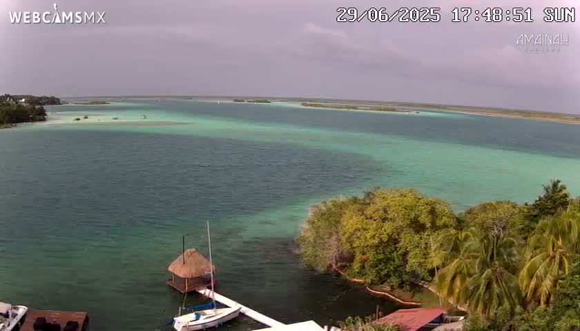 Laguna de Bacalar Lagoon Lake from Amaniah Live Cam - Bacalar,  Quintana Roo, Mexico 