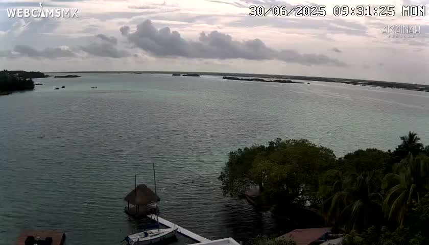 Laguna de Bacalar Lagoon Lake from Amaniah Live Cam - Bacalar,  Quintana Roo, Mexico 