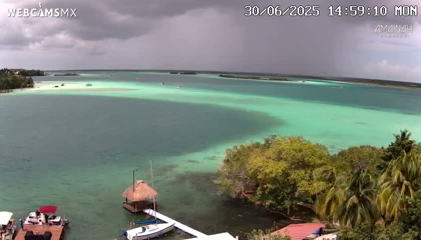 Laguna de Bacalar Lagoon Lake from Amaniah Live Cam - Bacalar,  Quintana Roo, Mexico 