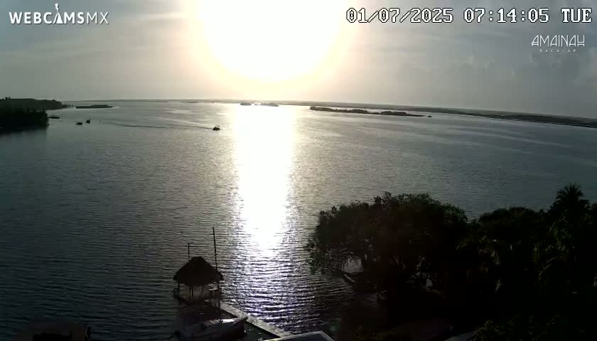Laguna de Bacalar Lagoon Lake from Amaniah Live Cam - Bacalar,  Quintana Roo, Mexico 