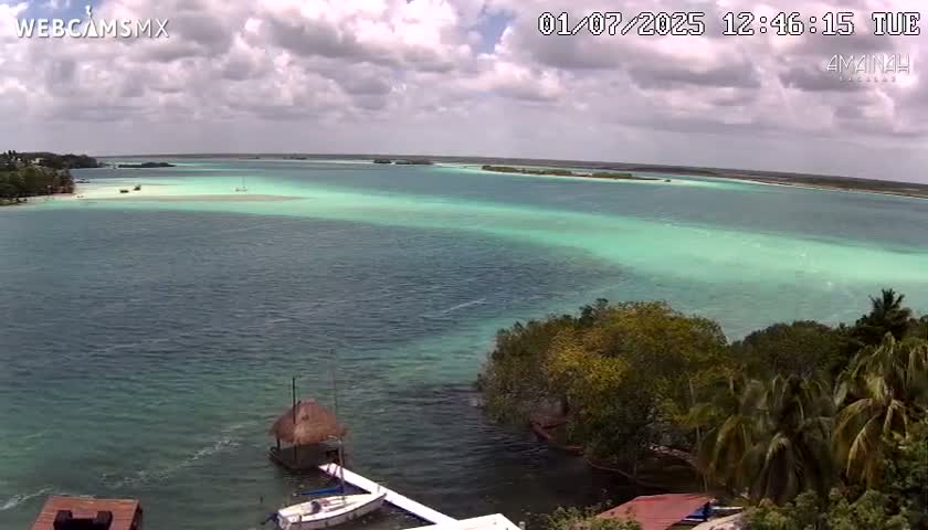 Laguna de Bacalar Lagoon Lake from Amaniah Live Cam - Bacalar,  Quintana Roo, Mexico 