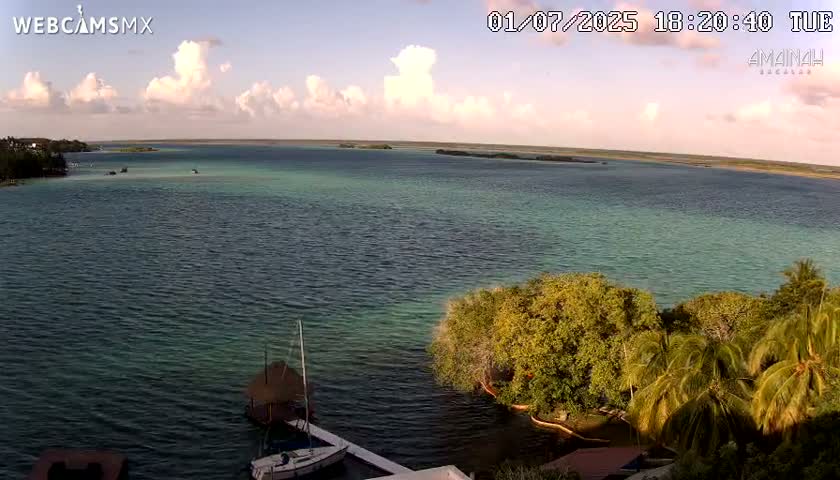 Laguna de Bacalar Lagoon Lake from Amaniah Live Cam - Bacalar,  Quintana Roo, Mexico 