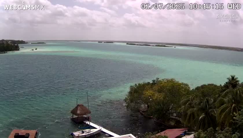 Laguna de Bacalar Lagoon Lake from Amaniah Live Cam - Bacalar,  Quintana Roo, Mexico 