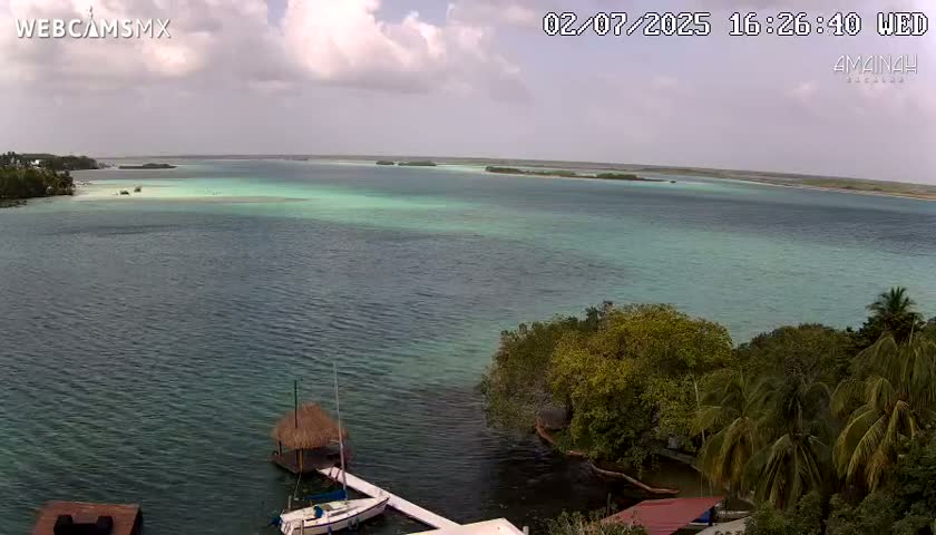 Laguna de Bacalar Lagoon Lake from Amaniah Live Cam - Bacalar,  Quintana Roo, Mexico 