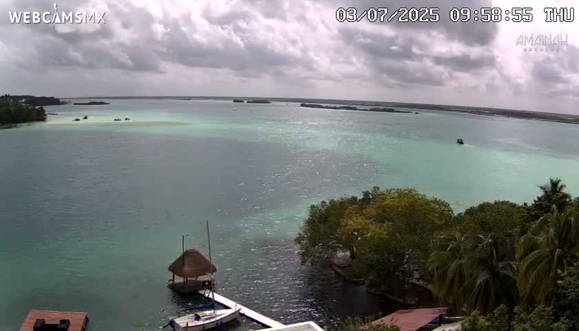 Laguna de Bacalar Lagoon Lake from Amaniah Live Cam - Bacalar,  Quintana Roo, Mexico 