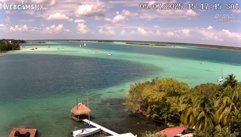 Laguna de Bacalar Lagoon Lake from Amaniah Live Cam - Bacalar,  Quintana Roo, Mexico 
