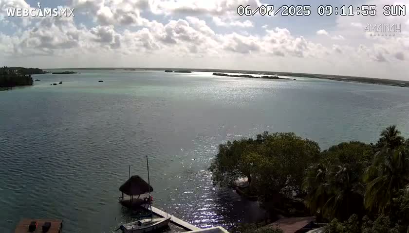 Laguna de Bacalar Lagoon Lake from Amaniah Live Cam - Bacalar,  Quintana Roo, Mexico 