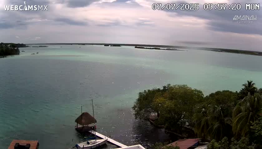 Laguna de Bacalar Lagoon Lake from Amaniah Live Cam - Bacalar,  Quintana Roo, Mexico 