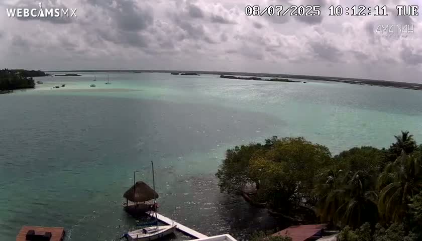 Laguna de Bacalar Lagoon Lake from Amaniah Live Cam - Bacalar,  Quintana Roo, Mexico 