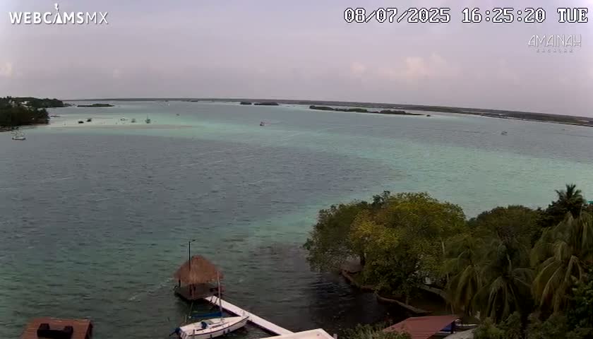 Laguna de Bacalar Lagoon Lake from Amaniah Live Cam - Bacalar,  Quintana Roo, Mexico 