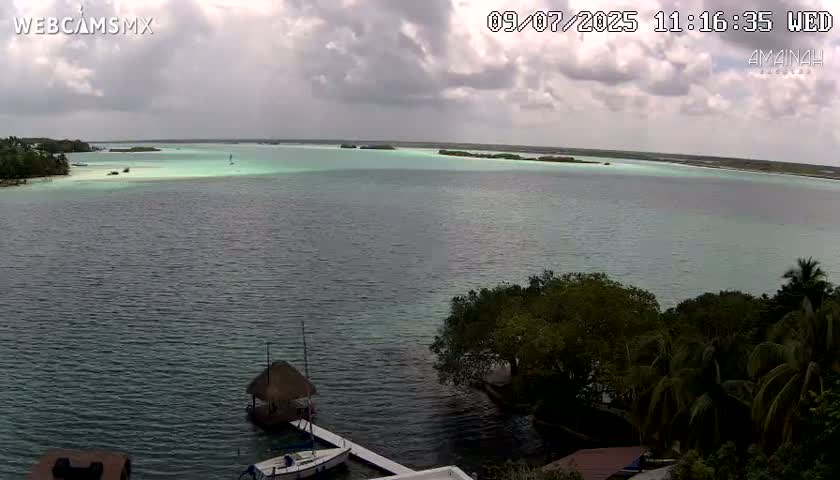 Laguna de Bacalar Lagoon Lake from Amaniah Live Cam - Bacalar,  Quintana Roo, Mexico 