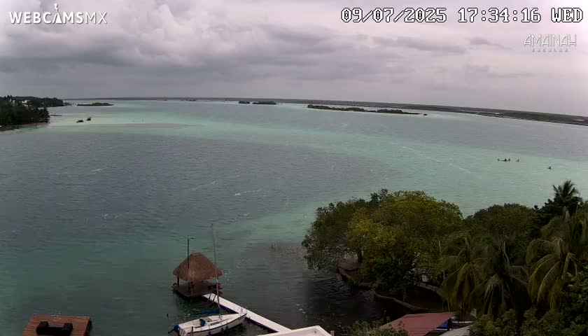 Laguna de Bacalar Lagoon Lake from Amaniah Live Cam - Bacalar,  Quintana Roo, Mexico 