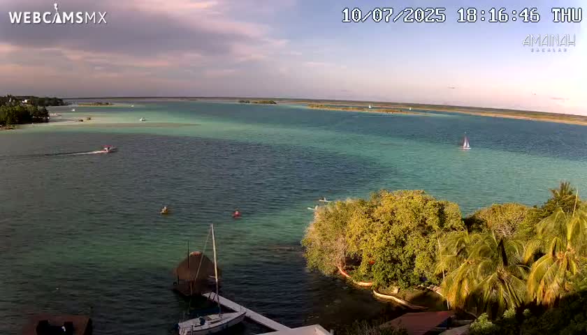 Laguna de Bacalar Lagoon Lake from Amaniah Live Cam - Bacalar,  Quintana Roo, Mexico 