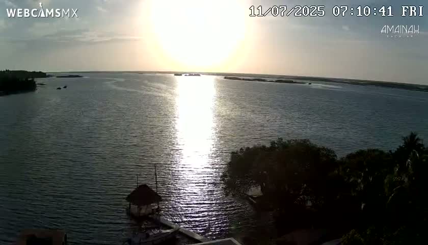 Laguna de Bacalar Lagoon Lake from Amaniah Live Cam - Bacalar,  Quintana Roo, Mexico 